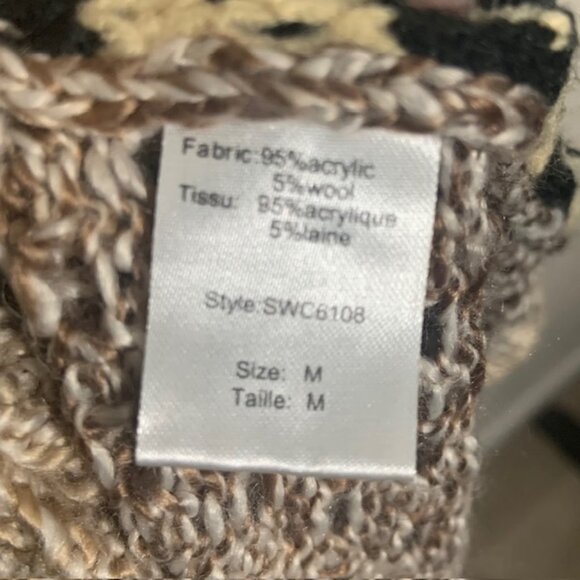 ELAN Boho Hippie Crochet Knit Long Duster Cardigan Sweater Multi Stripe - Size M - Picture 6 of 6